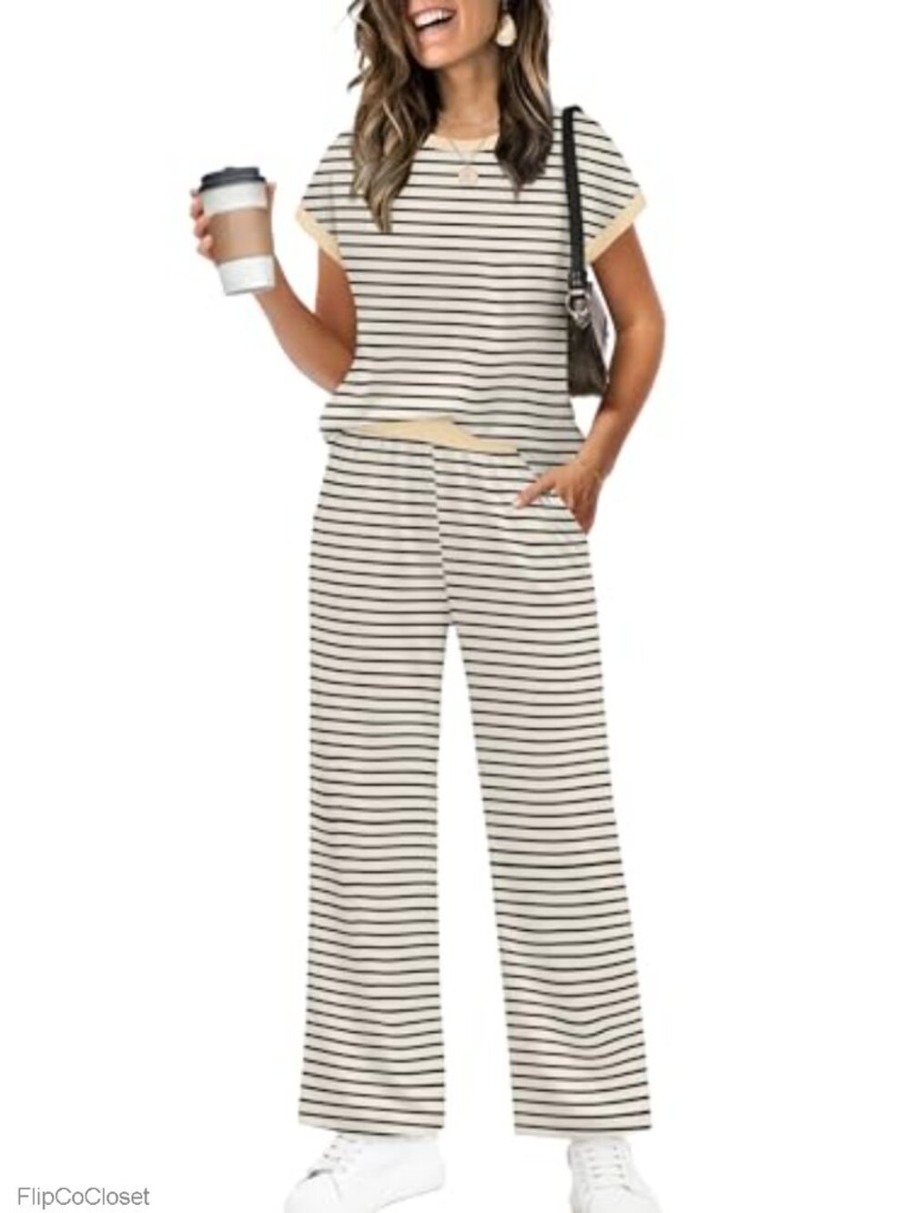 Two Piece Lounge Set Women Summer Palazzo Wide Leg Pants Outfit Travel Vacation